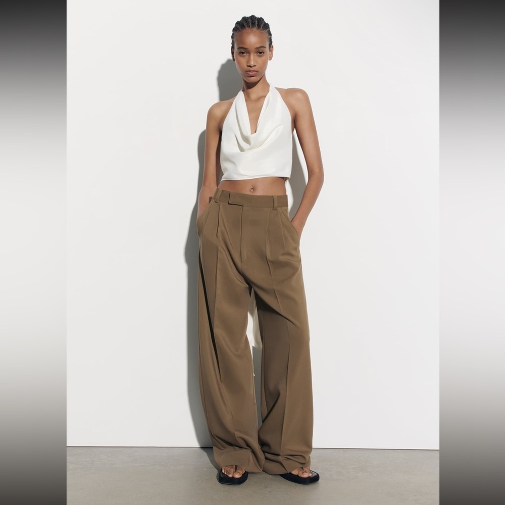 Zara white satin draped halter